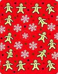 Festive Red Gingerbread Snowflakes Scattering Rug