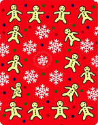 Festive Red Gingerbread Snowflakes Scattering Rug