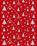 Red Snowflakes Christmas Trees Rug