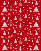 Red Snowflakes Christmas Trees Rug