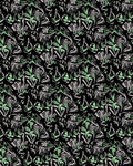 Botanical Sketch Black Green Floral Collage Rug