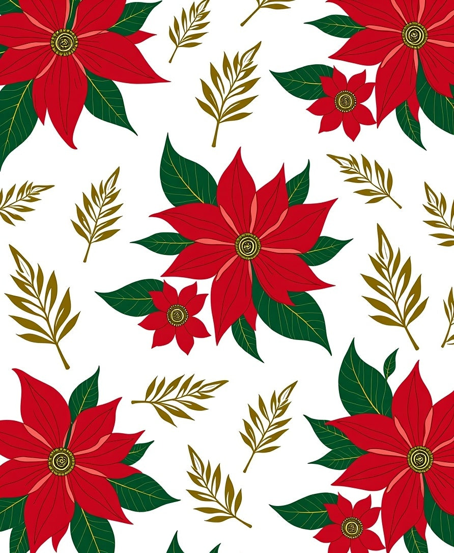 Red Poinsettia Olive Branch Arrangement Rug