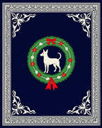 Navy Blue Wreath Dog Festive Border Rug