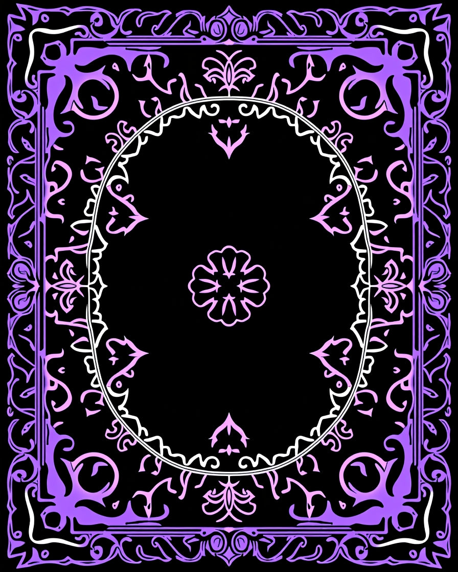 Ornate Lavender Floral Crest Medallion Rug