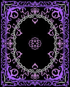 Ornate Lavender Floral Crest Medallion Rug