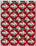Red Cream Green Folk Animal Tree Rug