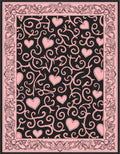 Pink Hearts Black Swirl Border Rug
