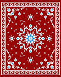 Crimson Blue Snowflake Medallion Rug