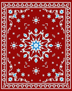 Crimson Blue Snowflake Medallion Rug