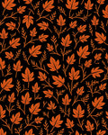 Orange Leafy Vines on Black Rug