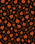 Orange Leafy Vines on Black Rug