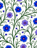 Vibrant Blue Violet Floral Vine Rug