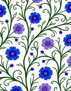 Vibrant Blue Violet Floral Vine Rug