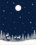 Midnight Sky Reindeer Winter Forest Scene Rug