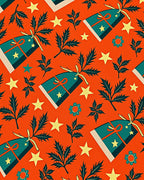 Orange Gift Star Leaf Folk Rug