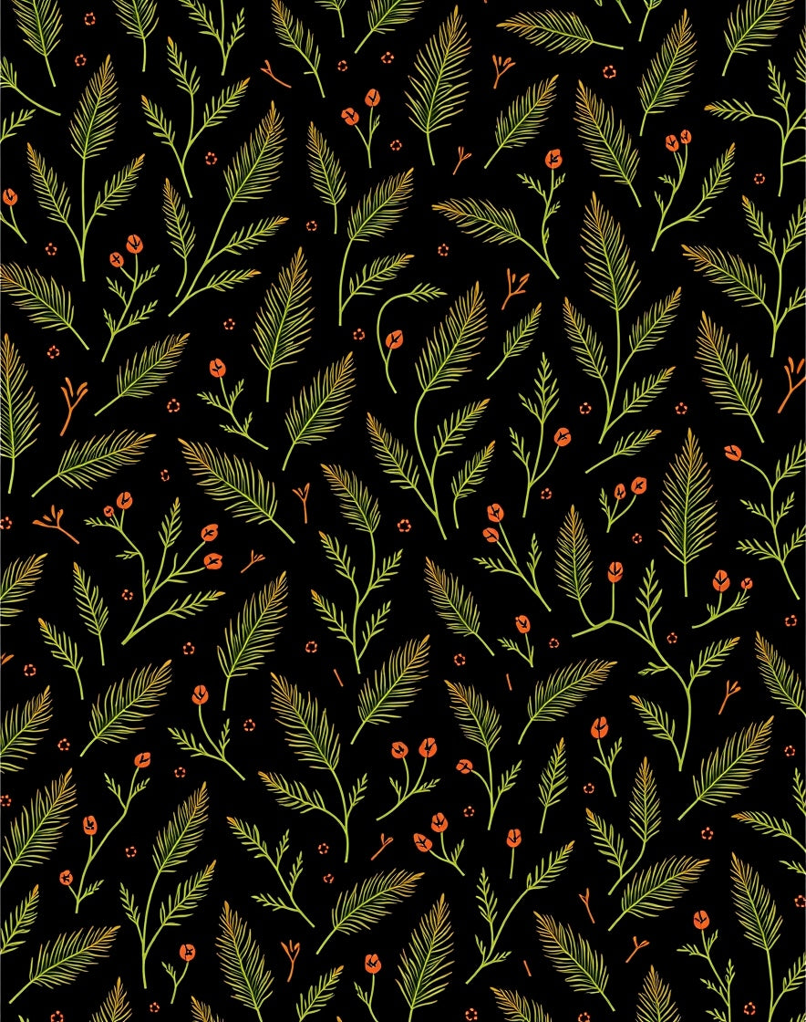 Dark Botanical Garden Leafy Branches Rug