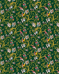 Emerald Green Tropical Bird Floral Swirls Rug