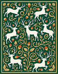 White Deer Forest Gold Acorn Swirl Rug
