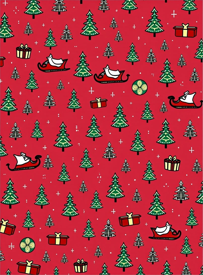 Jolly Red Christmas Trees and Sleighs Rug