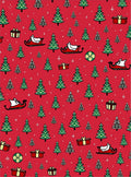 Jolly Red Christmas Trees and Sleighs Rug