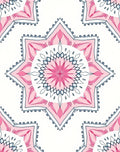 Pink Floral Starburst Mandala Rug