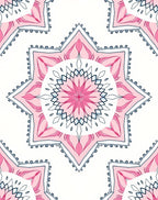 Pink Floral Starburst Mandala Rug