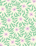 Pale Yellow Pink Floral Leafy Swirl Rug