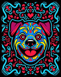 Vibrant Blue Dog Sugar Skull Rug