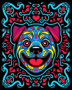 Vibrant Blue Dog Sugar Skull Rug