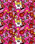 Playful Corgi Pink Red Star Pop Art Rug