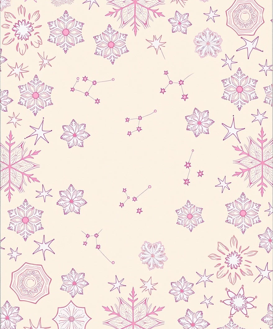 Pink Snowflake Celestial Constellation Rug