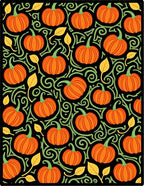 Orange Pumpkins with Green Vines Rug