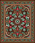 Rich Brown Floral Medallion Border Rug