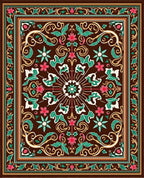 Rich Brown Floral Medallion Border Rug