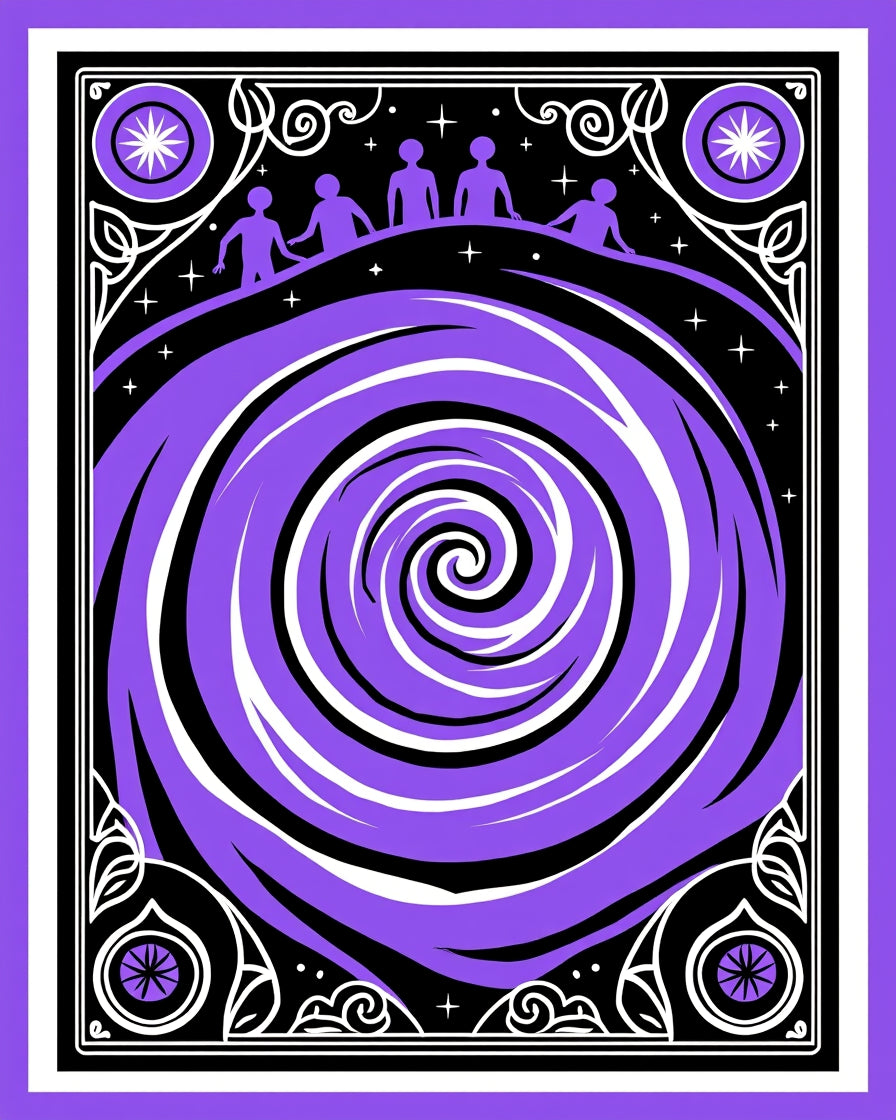 Whimsical Purple Swirl Cosmic Figures Rug