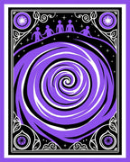Whimsical Purple Swirl Cosmic Figures Rug