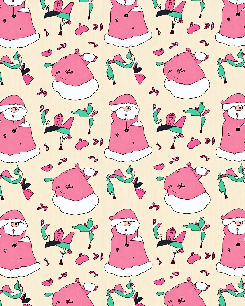 Pink Festive Santa Hat Scatter Rug