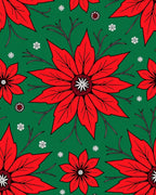 Classic Red Poinsettia Snowflake Emerald Rug
