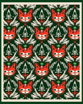 Whimsical Red Fox Christmas Trees Rug