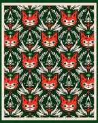 Whimsical Red Fox Christmas Trees Rug