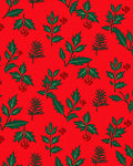 Red Green Festive Holly Berry Sprigs Rug