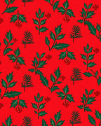 Red Green Festive Holly Berry Sprigs Rug
