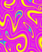 Vibrant Pink Yellow Swirl Triangles Rug