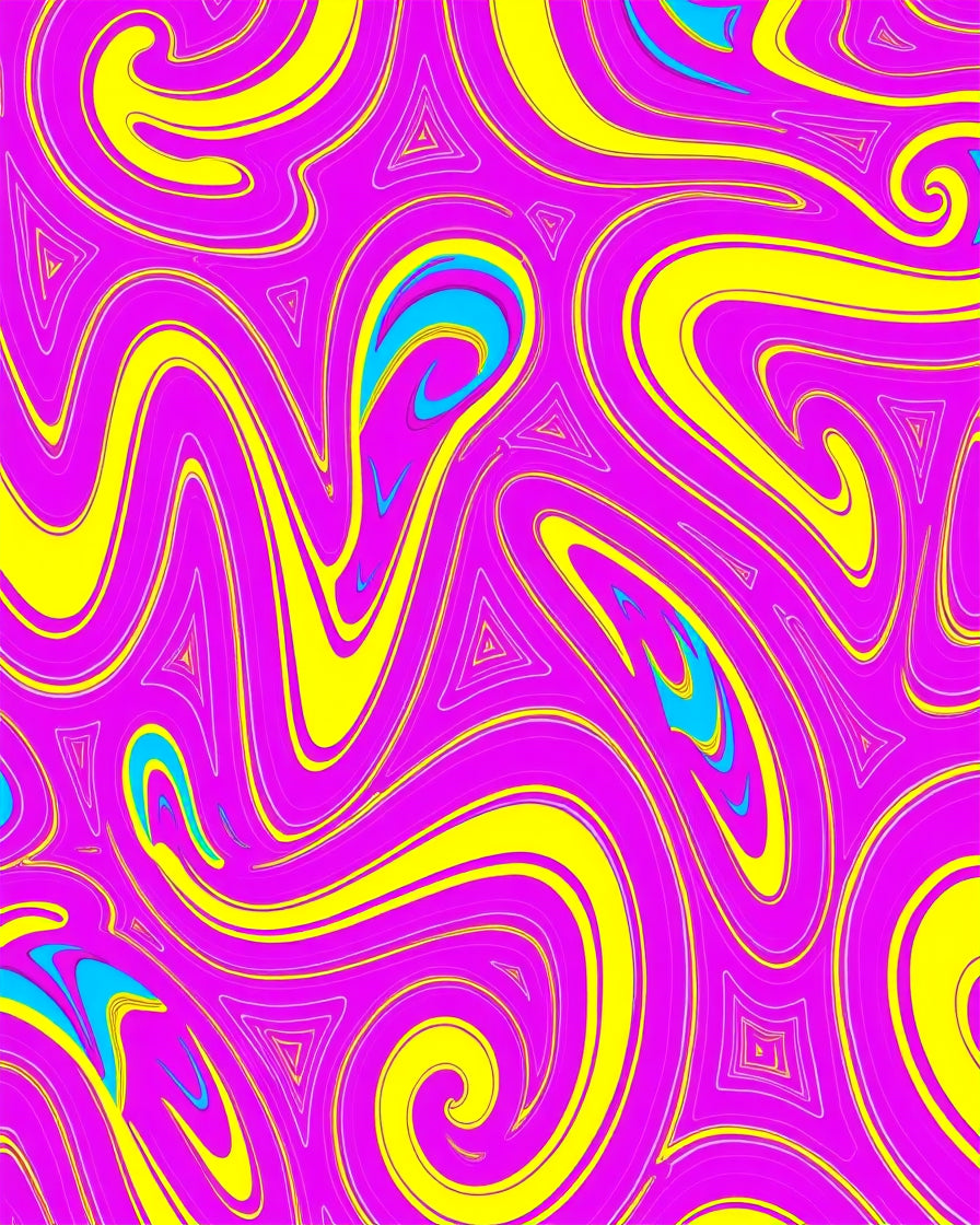 Vibrant Pink Yellow Swirl Triangles Rug