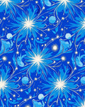 Vivid Blue Floral Swirls And Stars Rug