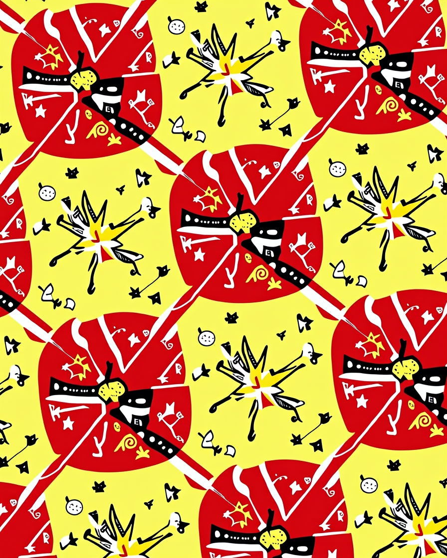 Vibrant Yellow Red Abstract Explosion Rug
