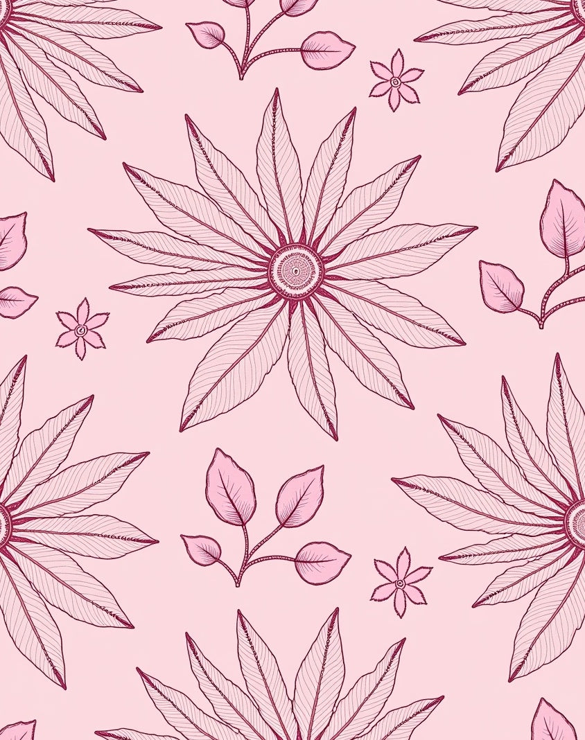Dainty Pink Floral Branch Arrangement Rug
