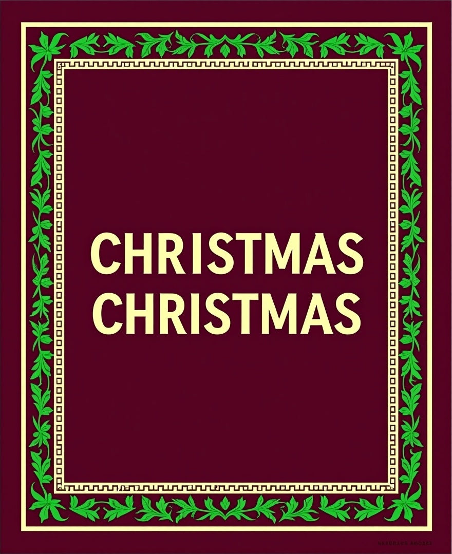 Crimson Green Floral Bordered Christmas Rug