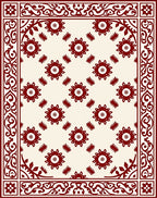 Crimson Bloom Border Ensemble Rug