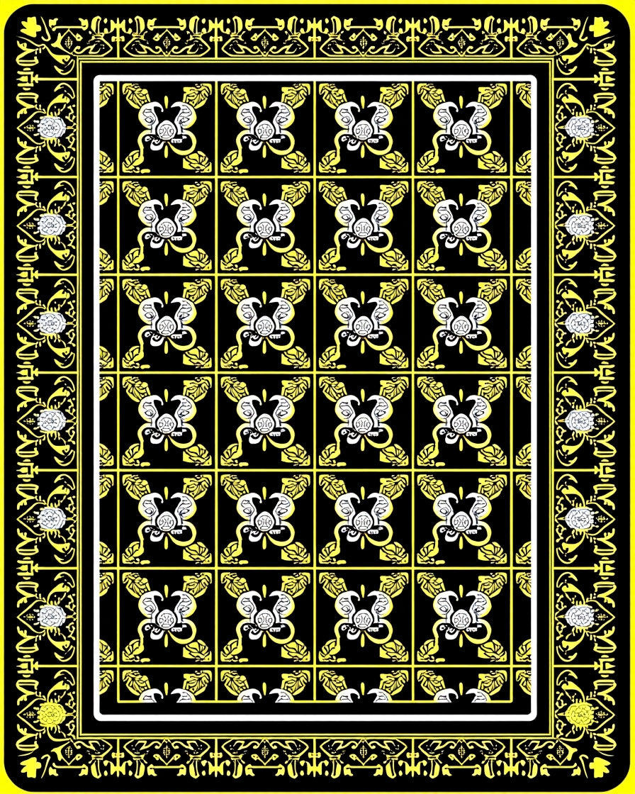 Black Yellow Floral Motif Rug